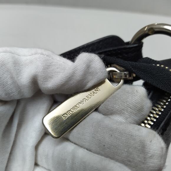 Emporio Armani Black Leather Zipper Closure Hobo Shoulder Bag - Picture 14 of 16